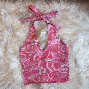 Hollister Pink Floral Halter Top